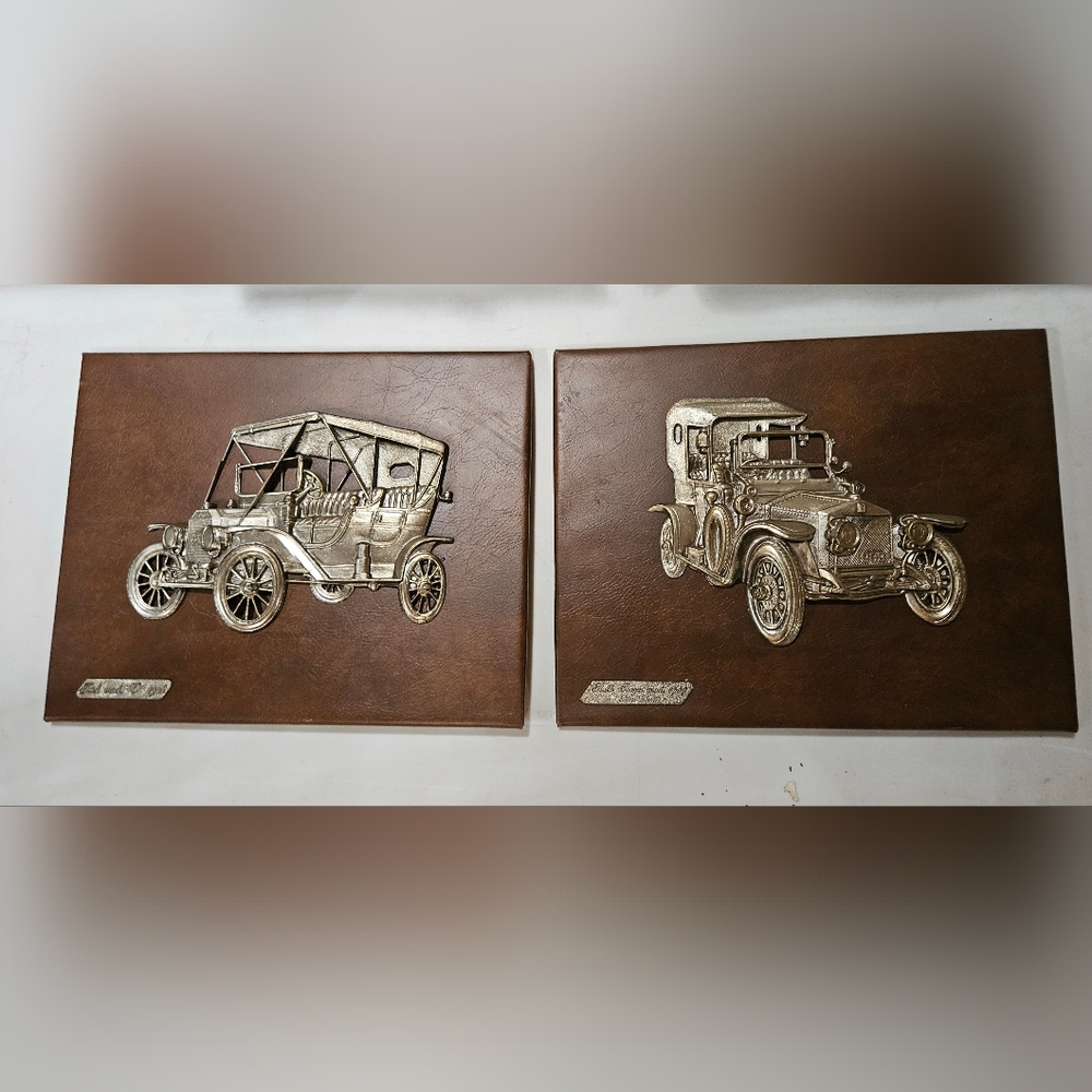 Classic Automobile Wall Art Set in Brown and Gold.  #0055